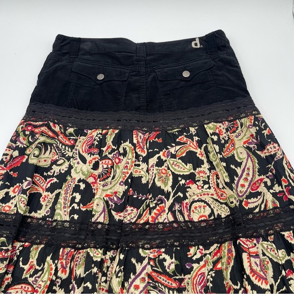 Vintage d. Jeans Mixed Fabric Floral Tiered Maxi Skirt Size 14 Boho Y2K New - Picture 4 of 14